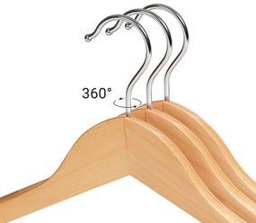 Conjunto de 6 cabides em madeira maciça 44 x 5,5 x 23 cm Cor Natural