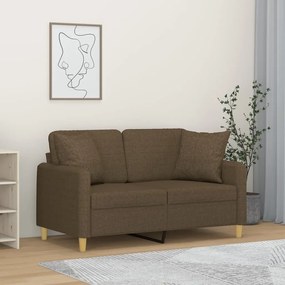 vidaXL Sofá 2 lugares c/ almofadas e almofadões 120 cm tecido castanho