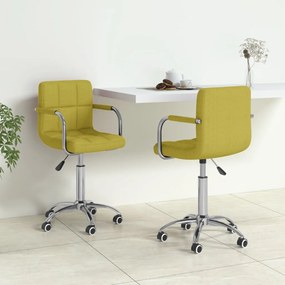 vidaXL Cadeiras de jantar giratórias 2 pcs tecido verde