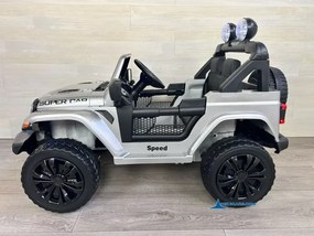 Jeep elétrico 12V 4x4 para crianças 1 a 6 anos Wrangler Rubicon Style rodas Borracha e controlo remoto cinzento Metalizado