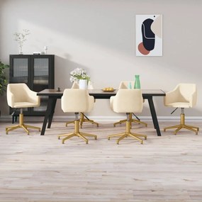 vidaXL Cadeiras de jantar giratórias 6 pcs veludo cor creme