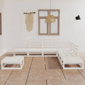vidaXL 8 pcs conjunto lounge de jardim pinho maciço branco