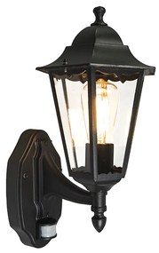 Lanterna de parede externa preta com sensor de movimento IP44 - New Orleans Up Clássico / Antigo,Country / Rústico