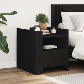 vidaXL Mesa cabeceira 45x50x50 cm derivados de madeira preto