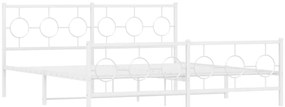 Estrutura de cama com cabeceira e pés 183x213 cm metal branco