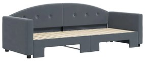 Sofá-cama com gavetão 80x200 cm veludo cinzento-escuro