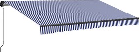 Outsunny Toldo solar para terraço, com manivela, resistente às intempéries, 400 cm x 300 cm, Azul + Branco | Aosom Portugal