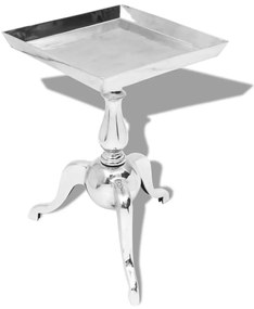 Mesa de apoio quadrada, alumínio, prateada