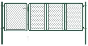 vidaXL Portão de jardim 100x350 cm aço verde