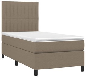 Cama box spring + colchão/LED 80x200cm tecido cinza-acastanhado