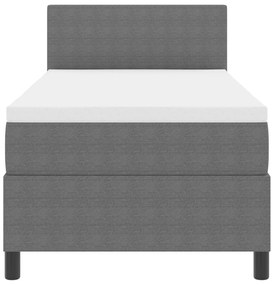 Cama Box Spring com Colchão e Luz LED Cinza 90x200 cm Tecido Cotelê