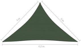 Para-sol estilo vela 160 g/m² 3x3x4,2 m PEAD verde-escuro