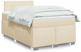 vidaXL Cama com molas/colchão 120x200 cm tecido cor creme