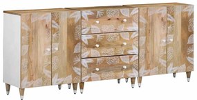 vidaXL Aparadores 3 pcs 60x33,5x75 cm Madeira maciça Manga