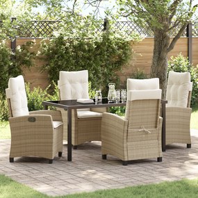 Conjunto de Jantar de Jardim de 5 Peças com Almofadas - Rattan Sintéti