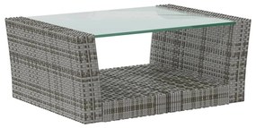 8 pcs conjunto lounge de jardim c/ almofadões vime PE cinzento