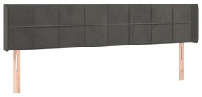 Cabeceira cama c/ luzes LED veludo 163x16x78/88cm cinza-escuro