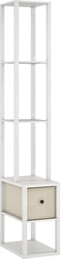 HOMCOM Candeeiro de Pé Moderno com Prateleiras Abertas Gaveta de Tecido e Interruptor de Pé 43,5x26,5x169 cm Branco | Aosom Portugal