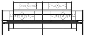 Estrutura de cama com cabeceira e pés 183x213 cm metal preto
