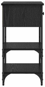 Mesas de Cabeceira 2 pcs Carvalho Preto 34x36x70 cm Madeira de Engenha