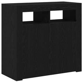 Buffet vidaXL com Luzes LED em Carvalho Preto 80x35x75 cm em Madeira R