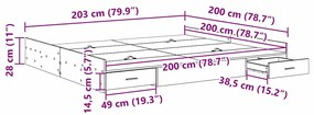 Estrado de cama com arrumação carvalho artisiano 200 x 200 cm