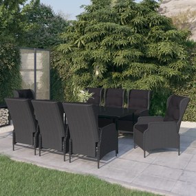 vidaXL 9 pcs conjunto de jantar para jardim cinzento-escuro