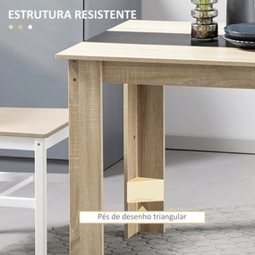 Mesa de Sala de Jantar para 4-6 Pessoas Estilo Moderno com Bancada de Melamina de Madeira Carga 50 kg 120x69x75 cm Madeira e Preto