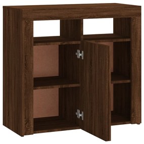 Aparador com luzes LED 80x35x75 cm carvalho castanho