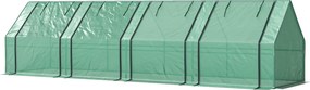 Mini-estufa de jardim 360 x 90 x 90 cm, mini-estufa em túnel com 4 janelas com fecho de correr, aço, PE 140 g/m², proteção anti-UV, verde