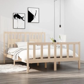 Estrutura de cama casal 135x190 cm madeira maciça