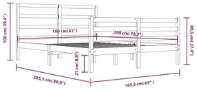 Estrutura de cama 160x200 cm madeira de pinho maciça branco