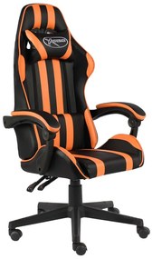 Cadeira estilo corrida couro artificial preto e laranja