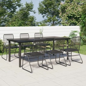 vidaXL 7 pcs conjunto de jantar para jardim vime de PVC preto