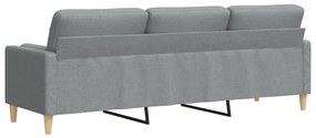 Sofá 3 lug. c/ almofadas decorativas 210 cm tecido cinza-claro