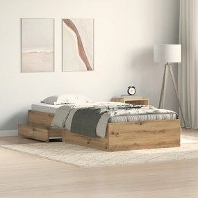 Cama vidaXL Artisan Carvalho 100x200 cm Madeira de engenharia