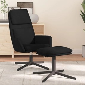 vidaXL Cadeira de descanso com banco veludo preto