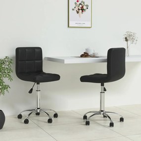 vidaXL Cadeiras de jantar giratórias 2 pcs couro artificial preto