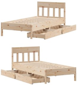 Cama sem colchão 90x190 cm madeira de pinho maciça