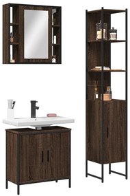 vidaXL 3 pcs conjunto móveis WC derivados de madeira carvalho castanho
