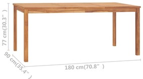 Mesa de jantar para jardim 180x90x77 cm madeira teca maciça