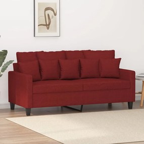 vidaXL Sofá de 2 lugares tecido 140 cm vermelho tinto
