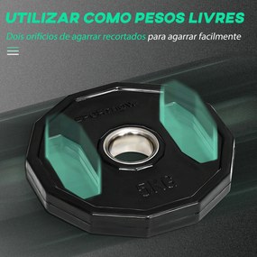 SPORTNOW Conjunto de 2 Discos de Pesos Olimpicos 5kg Ferro Fundido Pla