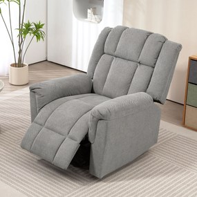 Poltrona elevatória elétrica com função de massagem e aquecimento em tecido chenille, poltrona de relaxamento elétrica com encosto reclinável, cinzent