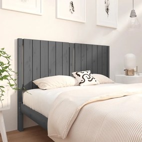 vidaXL Cabeceira de cama 140,5x4x100 cm pinho maciço cinzento