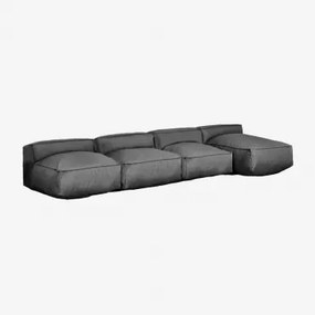 Sofá Modular Chaise Longue De 4 Peças Dojans Cinza Granito - Sklum