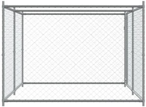 Jaula para cão com porta 4x2x1,5 m aço galvanizado cinzento