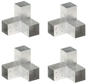 vidaXL Bases para poste em forma de Y 4 pcs 81x81 mm metal galvanizado