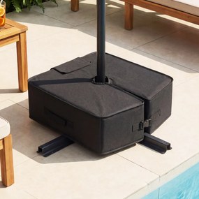 Saco de areia pentagonal para base de guarda-sol 47 x 46 x 16 cm, impermeável, abertura lateral, fivelas, alça dobrável e removível, para pátio, praia