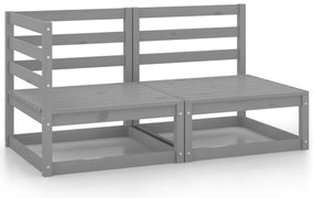 2 pcs conjunto lounge de jardim pinho maciço cinzento